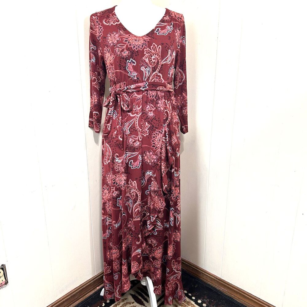 INGRID & ISABEL RUFFLE MATERNITY DRESS 3/4 LENGTH SLEEVES SIZE XS RAYON BLEND